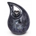 Ceramic (Small Size) – Pet Cremation Ashes Urn – Teardrop Design (Graphite with Silver Heart Motif)